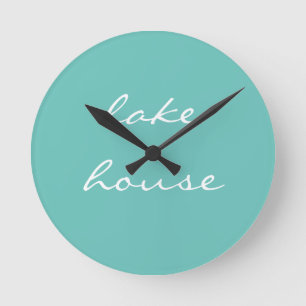 Reloj Redondo Mediano Casa del lago Verde azulado Blue Aqua White Elegan