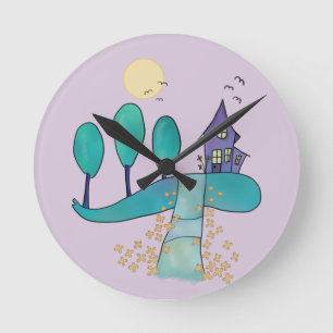 Reloj Redondo Mediano casa lila