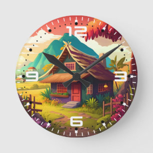 Reloj Redondo Mediano Casa tradicional filipina-36543