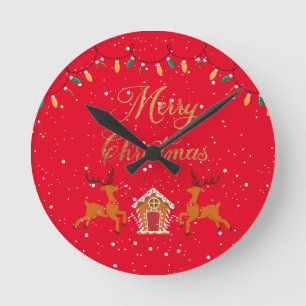 Reloj Redondo Mediano Casas de renos y dulces - vacaciones de navidades