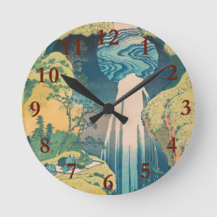 Reloj Redondo Mediano Cascada Amida de Hokusai Japón Cascada 