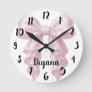 Reloj Redondo Mediano Cascada Rosa Lazo con Volantes Elegante Soberbia F