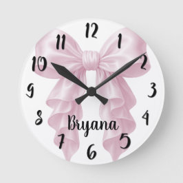 Reloj Redondo Mediano Cascada Rosa Lazo Volante Elegante Femenina