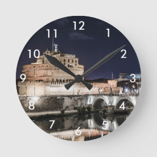 Reloj Redondo Mediano Castel Sant Angelo de noche en Roma