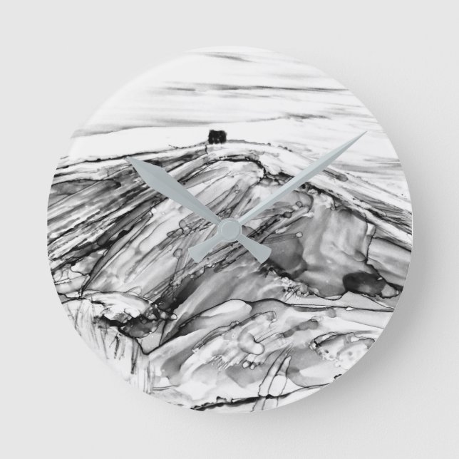 Reloj Redondo Mediano Castillo Rivington Pike Horwich en blanco y negro (Anverso)