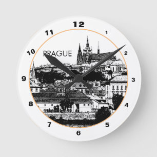 Reloj Redondo Mediano Castillo y Catedral de Praga, ciudad histórica