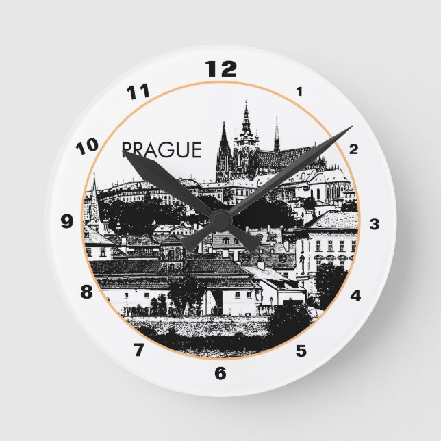 Reloj Redondo Mediano Castillo y Catedral de Praga, ciudad histórica (Anverso)