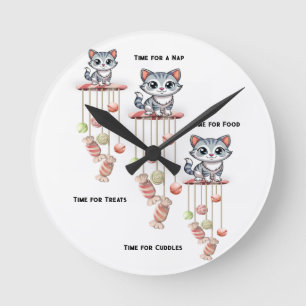 Reloj Redondo Mediano Cat Kitten Meow Clock