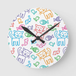 Reloj Redondo Mediano cat pattern