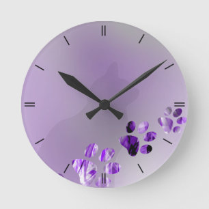 Reloj Redondo Mediano Cat Paw Violete