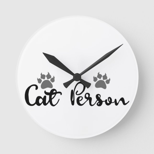 Reloj Redondo Mediano Cat Person Typography Art (Anverso)