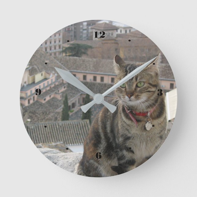 Reloj Redondo Mediano Cat Round (Medium) Wall Clock (Anverso)