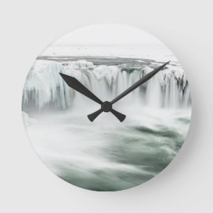 Reloj Redondo Mediano Catarata de Godafoss, invierno, Islandia