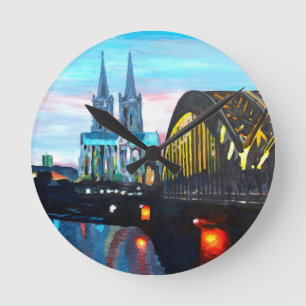 Reloj Redondo Mediano Catedral de Colonia con Hohenzollernbridge