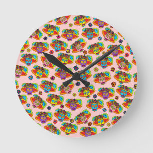 Reloj Redondo Mediano Catrina Calavera de Azúcar