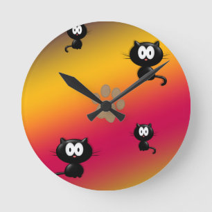 Reloj Redondo Mediano Cats and Paw Print