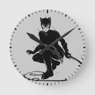 Reloj Redondo Mediano Catwoman Pose de Pincel de Tinta