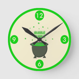 Reloj Redondo Mediano Cauldron y Bubbling Green Brew Halloween