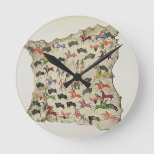 Reloj Redondo Mediano Caza del búfalo (pigmento en alce-piel)