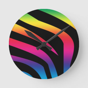 Reloj Redondo Mediano Cebra del arco iris