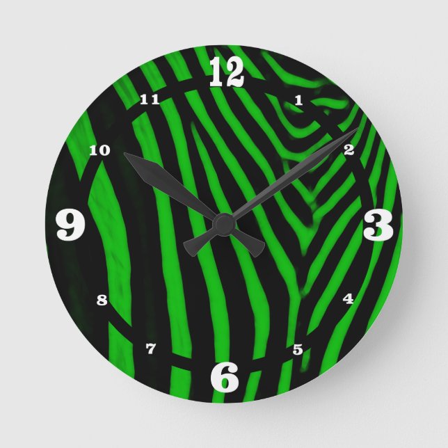 Reloj Redondo Mediano Cebra-verde (Anverso)