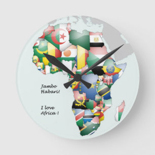 Reloj Redondo Mediano Celebración de África en el diseño de banderas