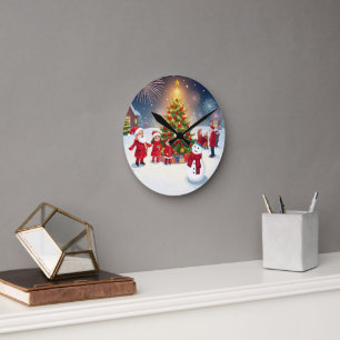 Reloj Redondo Mediano Celebración de festividades en la Red: Navidades y