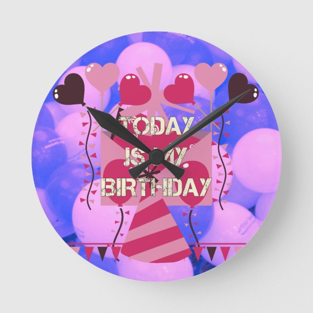 Reloj Redondo Mediano Celebrando mis bendiciones de cumpleaños (Anverso)