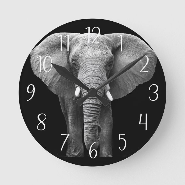 Reloj Redondo Mediano Celebrar el Día Mundial del Elefante: Diseño Majes (Anverso)