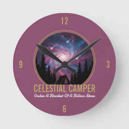 Reloj Redondo Mediano Celestial Camper Galaxy Night Scene