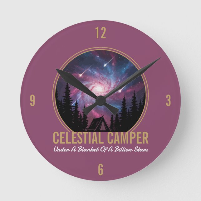 Reloj Redondo Mediano Celestial Camper Galaxy Night Scene (Anverso)