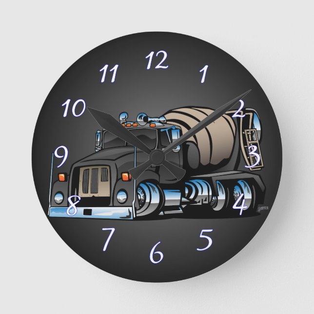 Reloj Redondo Mediano Cemento Mixer Camión (Anverso)
