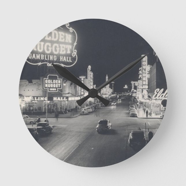 Reloj Redondo Mediano Centro de Las Vegas Retro (Anverso)