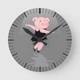 Reloj Redondo Mediano Cerdo bailarín de ballet Personalizado