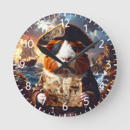 Reloj Redondo Mediano Cerdo de Guinea Pirata