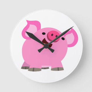 Reloj Redondo Mediano Cerdo Personalizado Cute Laughing