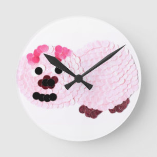 Reloj Redondo Mediano Cerdo rosa