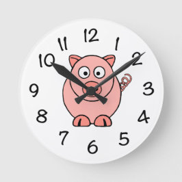 Reloj Redondo Mediano Cerdo rosado
