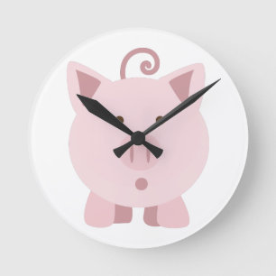 Reloj Redondo Mediano Cerdo sorprendido