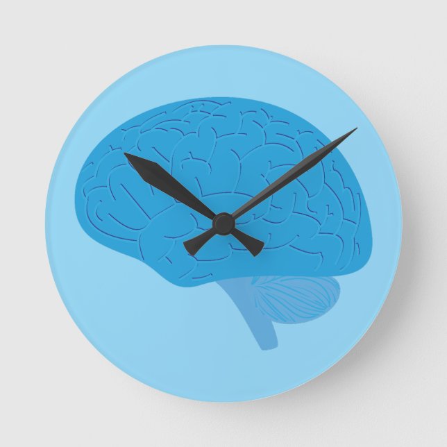 Reloj Redondo Mediano Cerebro Azul (Anverso)