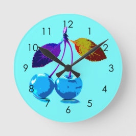 Reloj Redondo Mediano Cerezas azules brillantes