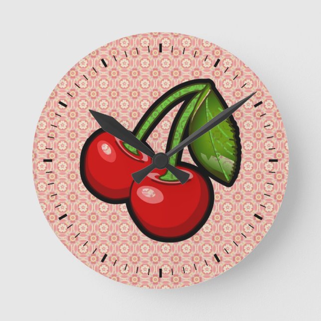 Reloj Redondo Mediano Cerezas en la flor (Anverso)