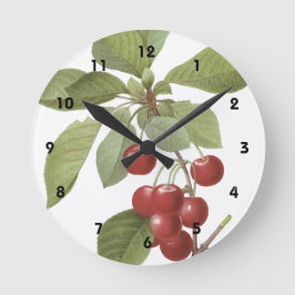 Reloj Redondo Mediano Cerezas rojas botánicas