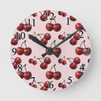 Cerezas Rojas Brillantes Rosadas Glamour Retro