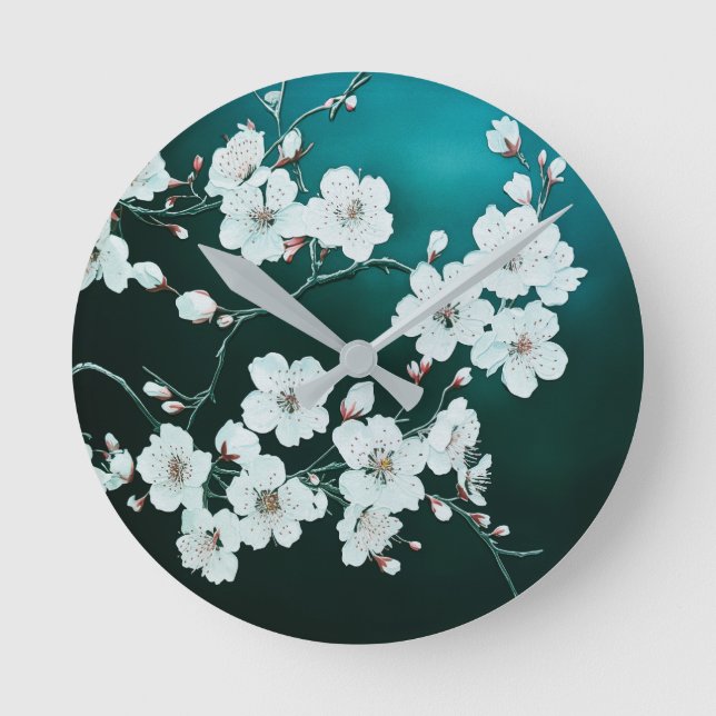 Reloj Redondo Mediano Cerezo en flor (Anverso)