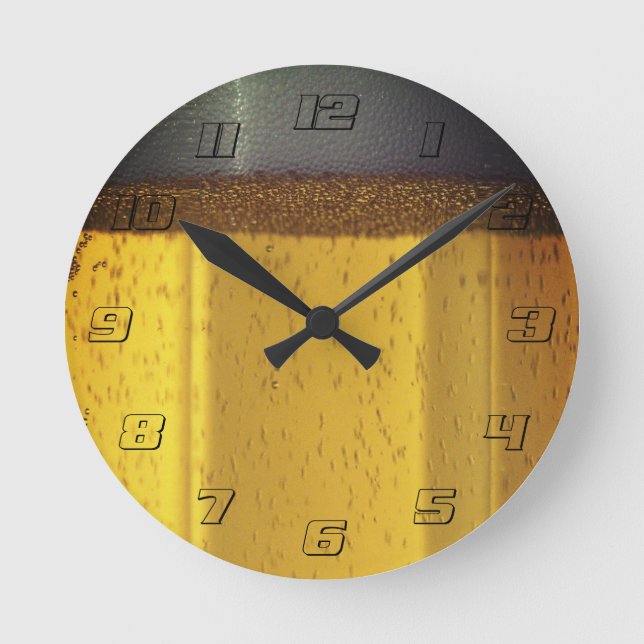 Reloj Redondo Mediano Cerveza con burbujas y espuma (Anverso)