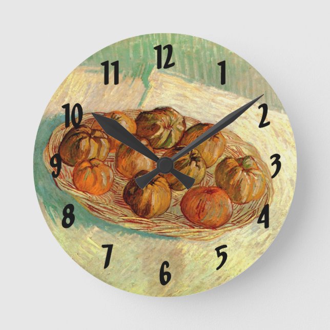 Reloj Redondo Mediano Cesta de manzanas a Pissarro por Vincent van Gogh (Anverso)
