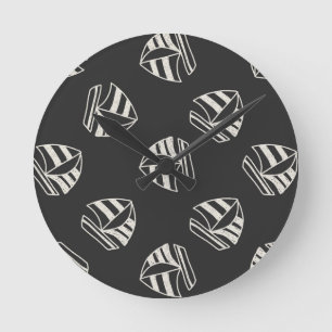 Reloj Redondo Mediano Chalk Drawn Sailboat Pattern