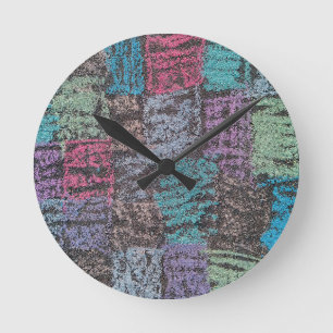 Reloj Redondo Mediano Chalk on the sidewalk art in  yellow white purple 