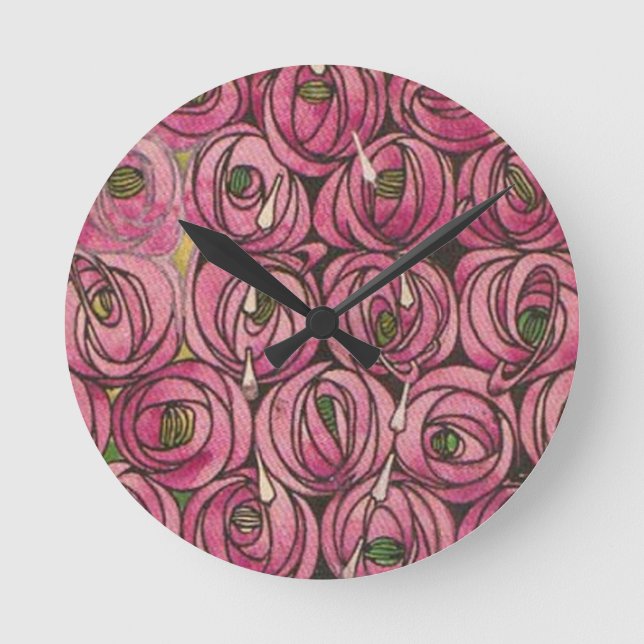 Reloj Redondo Mediano Charles Rennie MackMacintosh - Rosas (Anverso)